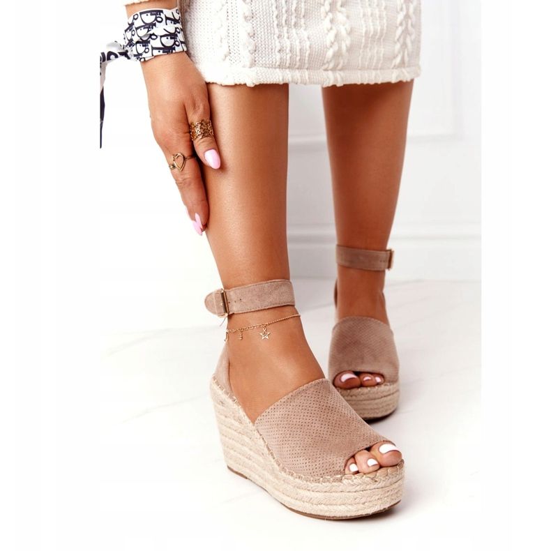 MSMG Light brown Makenna Wedge Sandals With Braids beige 2