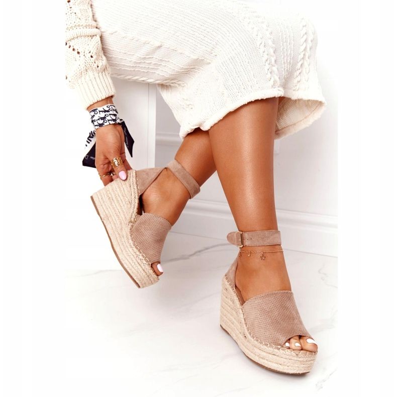 MSMG Light brown Makenna Wedge Sandals With Braids beige 4