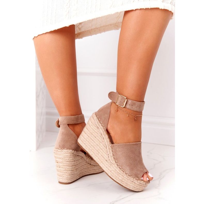 MSMG Light brown Makenna Wedge Sandals With Braids beige 5