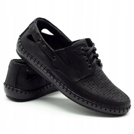 Polbut Black men's openwork moccasin shoes J69L 1