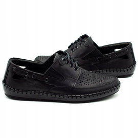Polbut Black men's openwork moccasin shoes J69L 2