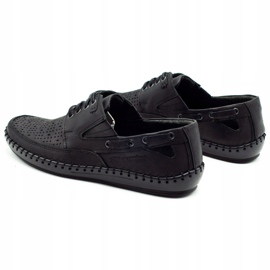 Polbut Black men's openwork moccasin shoes J69L 4