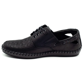 Polbut Black men's openwork moccasin shoes J69L 5