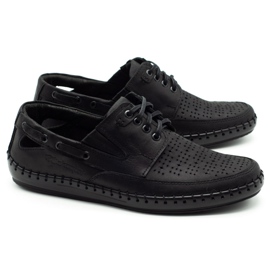 Polbut Black men's openwork moccasin shoes J69L 6