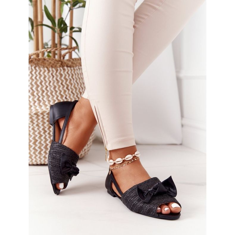 Flat Sandals With Braided Lu Boo Black 2