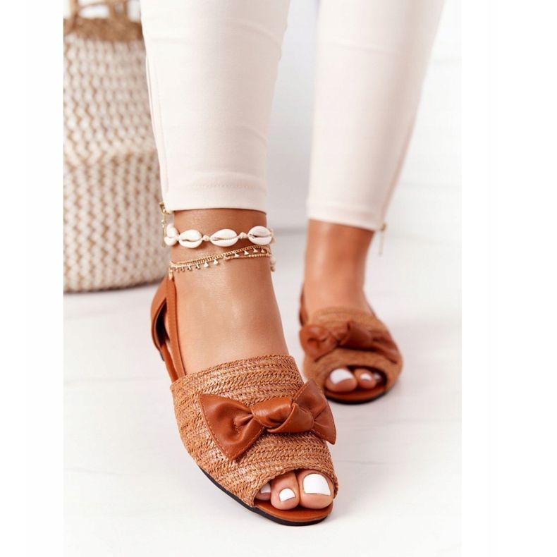 Flat Sandals With Braided Lu Boo Camel brown 1
