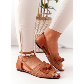 Flat Sandals With Braided Lu Boo Camel brown 2