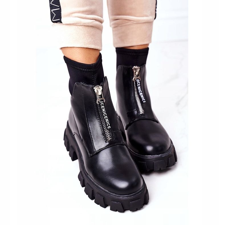 PS1 Women's Boots Workers With A Zipper Black Cheers 1