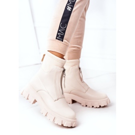PS1 Women's Boots Workers With A Zip Beige Cheers 2