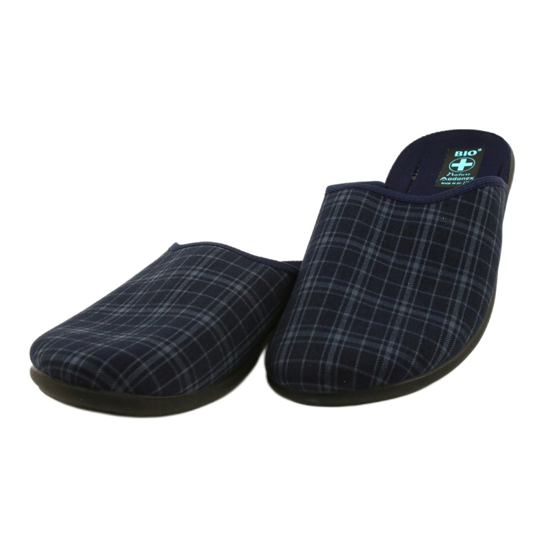 Men's slippers, Adanex 25951, navy blue check 2