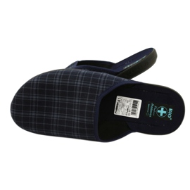Men's slippers, Adanex 25951, navy blue check 4