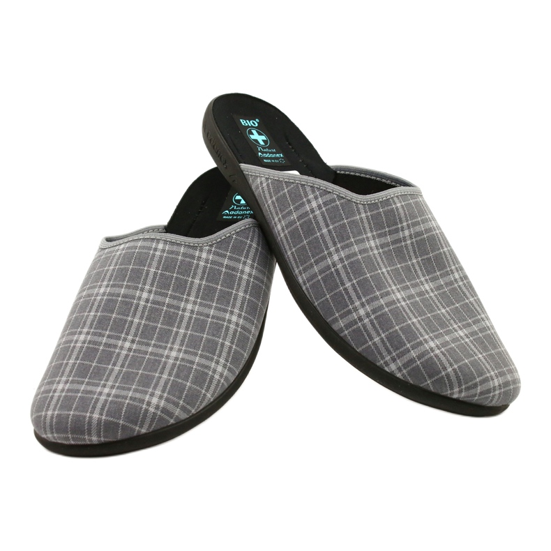 Men's slippers Adanex 25950 gray checkered grey 4