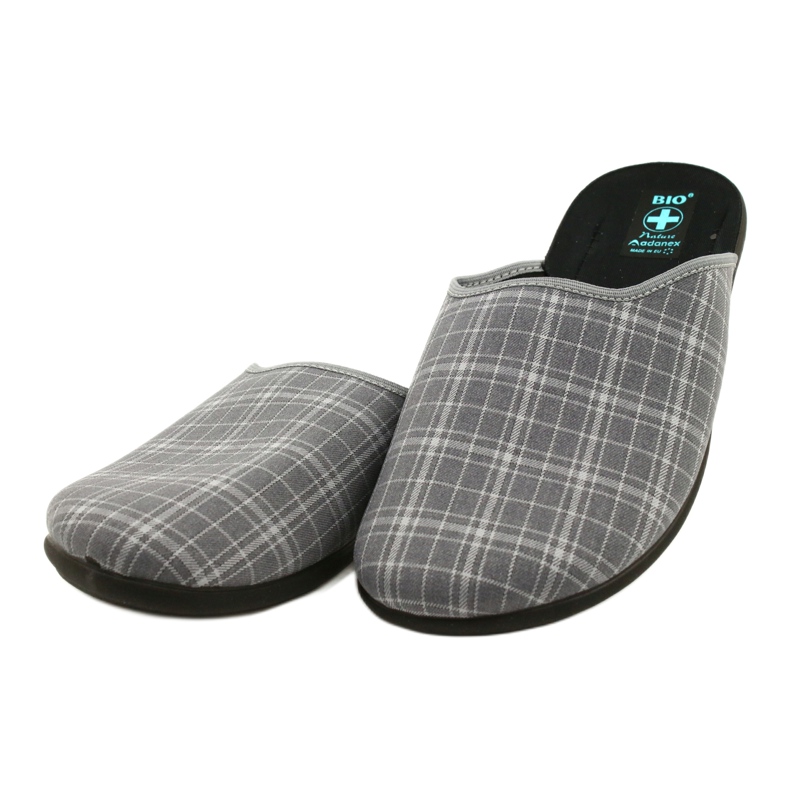 Men's slippers Adanex 25950 gray checkered grey 3