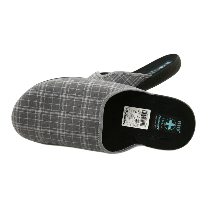 Men's slippers Adanex 25950 gray checkered grey 5