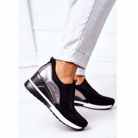 Vinceza 10593 Black-Silver Slip-On Wedge Sneakers 1