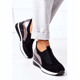 Vinceza 10593 Black-Silver Slip-On Wedge Sneakers 2 Vinceza 10593 Black-Silver Slip-On Wedge Sneakers 2