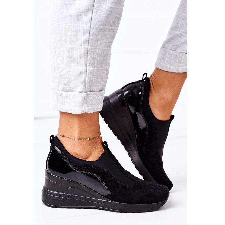 Vinceza 10593 Black Slip On Wedge Sneakers 2