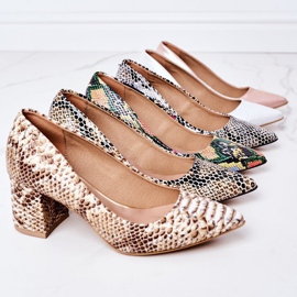 Satin Pumps With Animal Pattern Lewski Shoes 2801 Pink 1