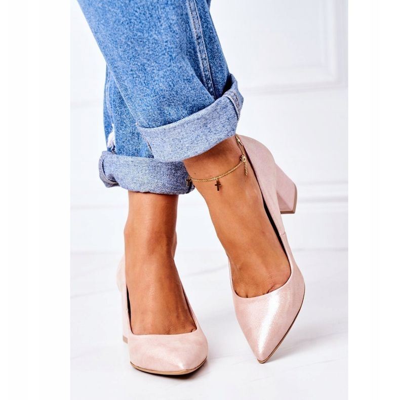 Satin Pumps With Animal Pattern Lewski Shoes 2801 Pink 2