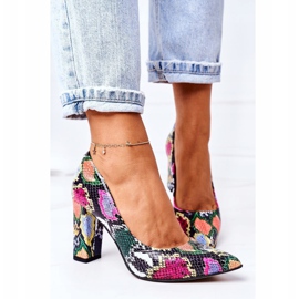 Leather Pumps With Snakeskin Pattern Lewski Shoes 2453 Colorful multicolored 1