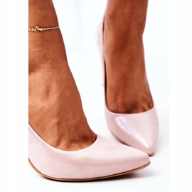 Satin Pumps With Animal Pattern Lewski Shoes 2453 Pink 1