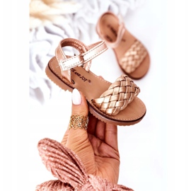 FR1 Children's Sandals With Braided Rose Gold 283-2B Bailly golden 3