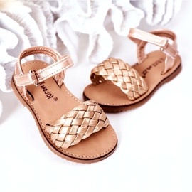 FR1 Children's Sandals With Braided Rose Gold 283-2B Bailly golden 4