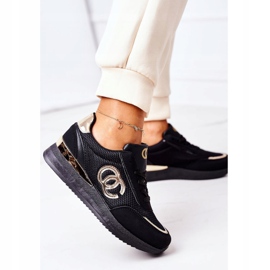 PE1 Women's Sport Shoes Sneakers Black and Gold Under Control golden 2