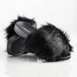 SHELOVET Stylish Slippers With Fur black 2