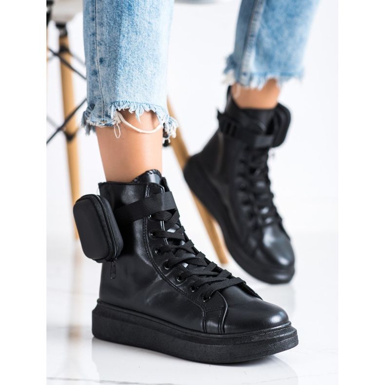 SHELOVET Lace-up Shoes With Pocket black 2 SHELOVET Lace-up Shoes With Pocket black 2