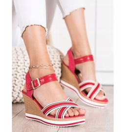 SHELOVET Wedge Sandals red 2