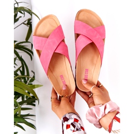 Leather Profiled Slippers Big Star HH274597 Fuchsia pink 1 Leather Profiled Slippers Big Star HH274597 Fuchsia pink 1
