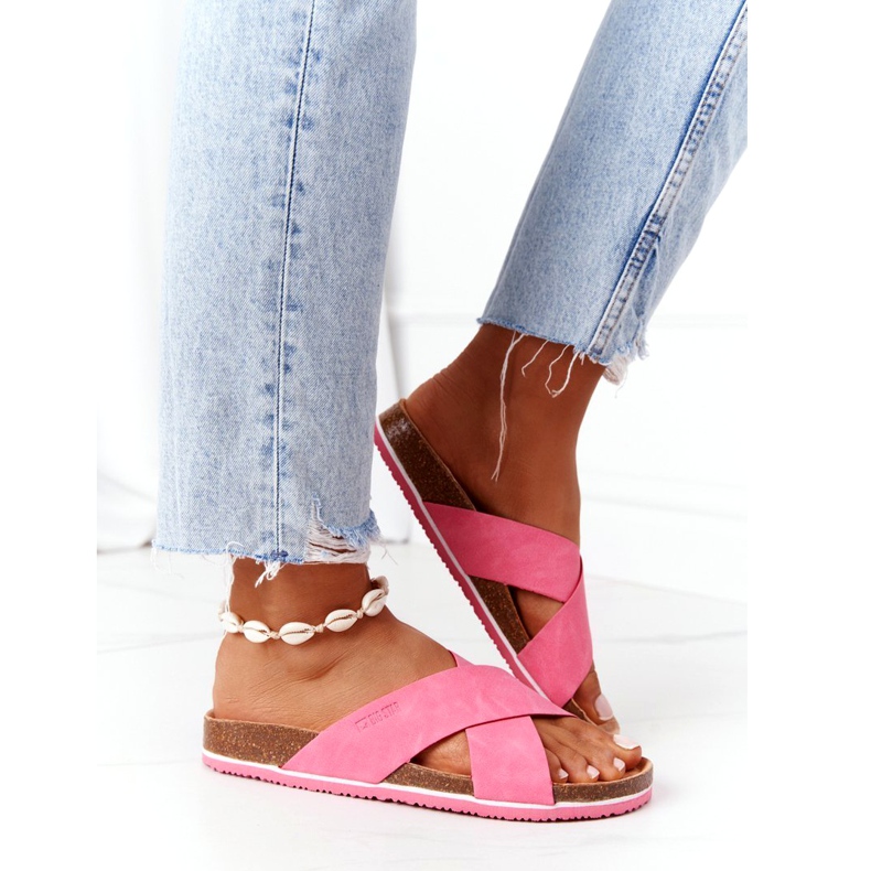 Leather Profiled Slippers Big Star HH274597 Fuchsia pink 3