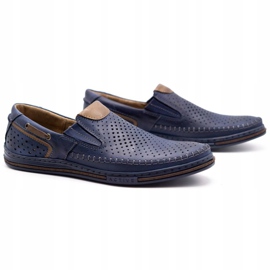 Polbut Men's leather shoes 09 for summer Navy blue with brown 2 Polbut Men's leather shoes 09 for summer Navy blue with brown 2