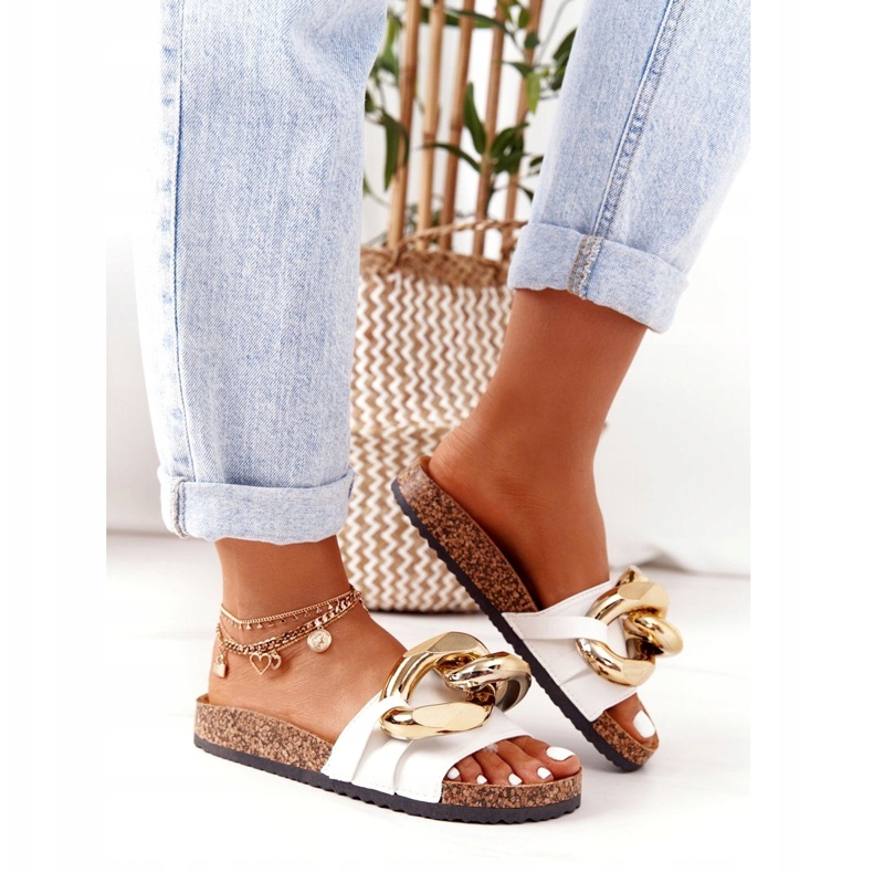 PS1 White Flip Flops With A Chain Last Dance golden 3