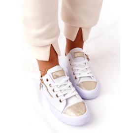 Women's Sneakers With A Zipper White-Gold Festival golden 3 Women's Sneakers With A Zipper White-Gold Festival golden 3