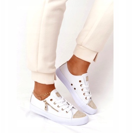 Women's Sneakers With A Zipper White-Gold Festival golden 1