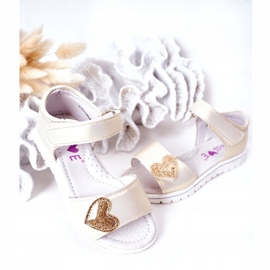 Children's Sandals With Golden Sweetheart Velcro 4