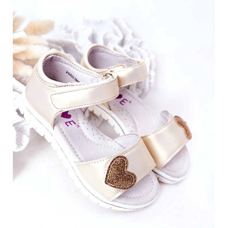 Children's Sandals With Golden Sweetheart Velcro 3 Children's Sandals With Golden Sweetheart Velcro 3