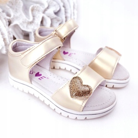 Children's Sandals With Golden Sweetheart Velcro 2
