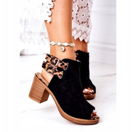 Suede Sandals On A Bar Lu Boo Black Leopard brown 2