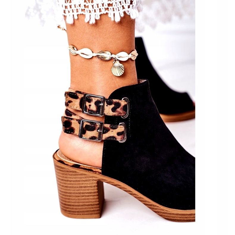 Suede Sandals On A Bar Lu Boo Black Leopard brown 3