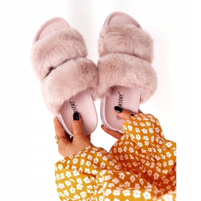 PS1 Beige Slippers On The Platform With Fur And Cubic Zirconia Wow! 5