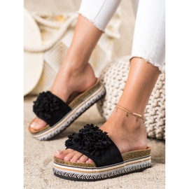 SHELOVET Slippers On The Platform With Ornament black 1