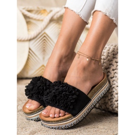 SHELOVET Slippers On The Platform With Ornament black 2