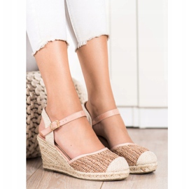 Sweet Shoes Openwork Espadrilles On The Wedge beige brown pink 1