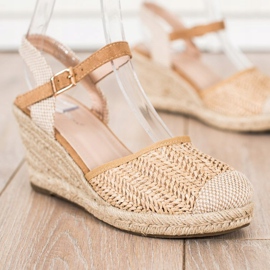 Sweet Shoes Openwork Espadrilles On The Wedge beige brown 1