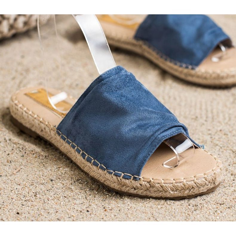 SHELOVET Classic Suede Slippers blue 1
