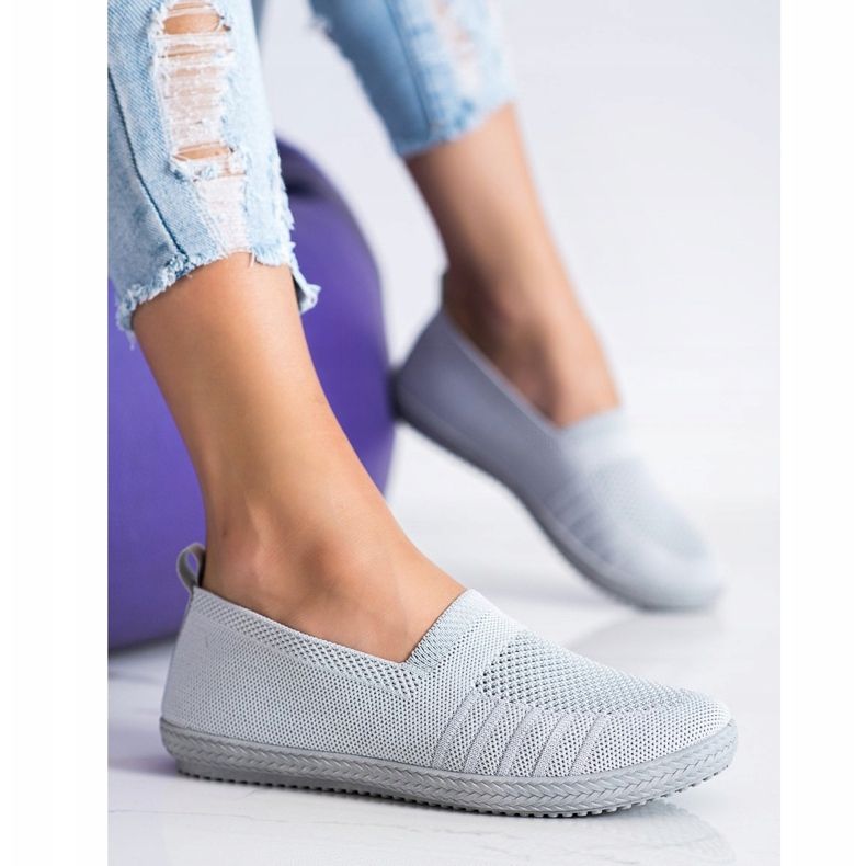 SHELOVET Openwork Slipons grey 2