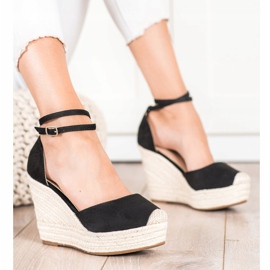 Queentina Stylish Espadrilles On A High Wedge black 2